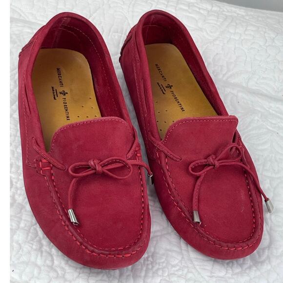 Mercanti Fiorentini Women's Size 7.5 Red Suede Driving Moc Slip On Casual Loafer - Picture 1 of 10